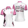 Give This Girl Some Wine and a Golf Club Leopard Golf Women's Polo Shirts S-5XL