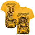 Custom Gold Black 3D Pattern Astronaut Baseball Jersey S-5XL
