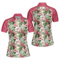 Golf Ball On Tropical Flowers Background Short Sleeve Women's Polo Shirts S-5XL