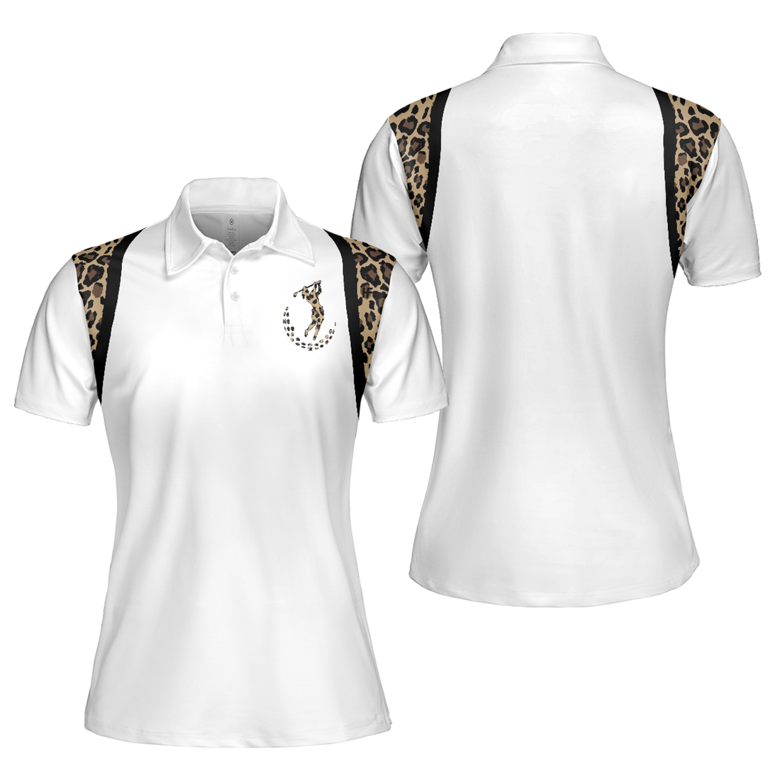 Golf Girl Leopard Pattern Shirt Short Sleeve Women Polo Shirt S-5XL