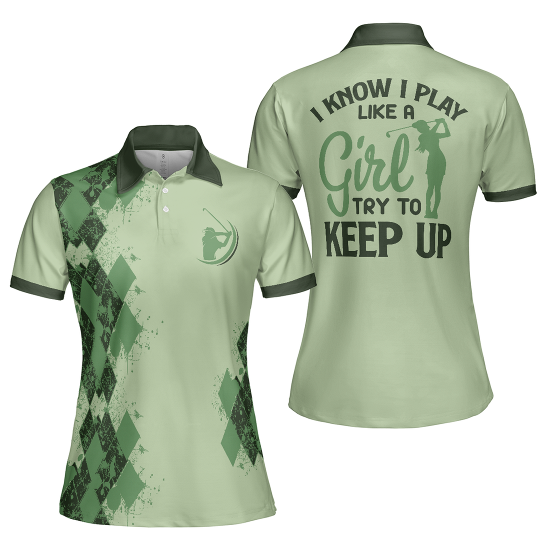Unique Argyle Green Golf Gift for Ladies Short Sleeve Women's Polo Shirts S-5XL