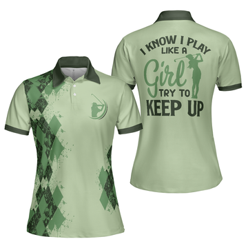 Unique Argyle Green Golf Gift for Ladies Short Sleeve Women's Polo Shirts S-5XL