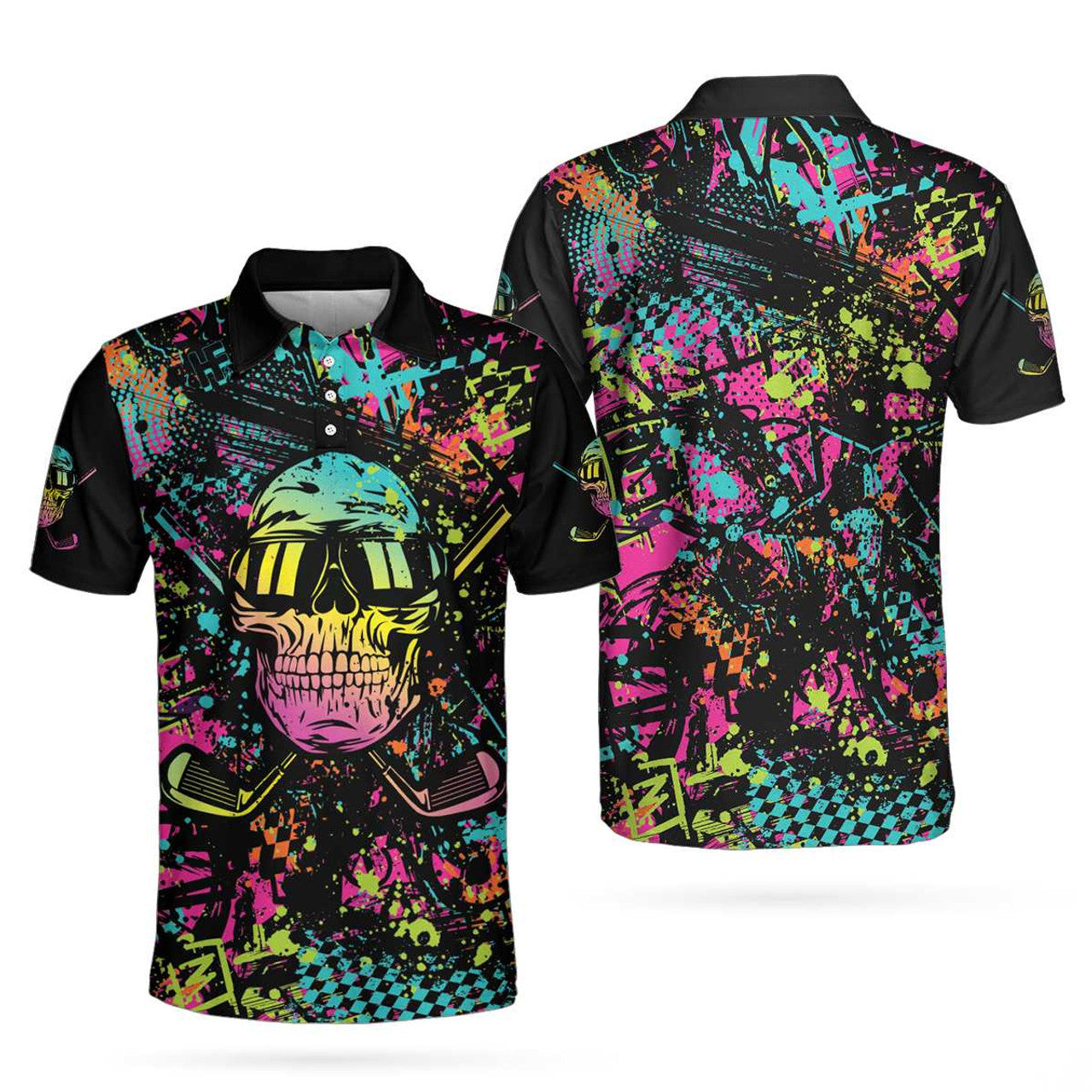 Golf Skull Graffiti Short Sleeve Streetwear Best Shirt Men's Polo Shirt S-5XL