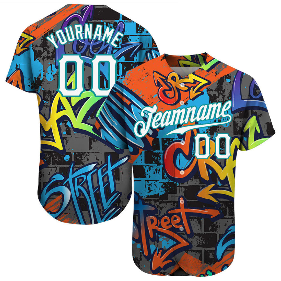 Custom Graffiti Baseball Jersey S-5XL