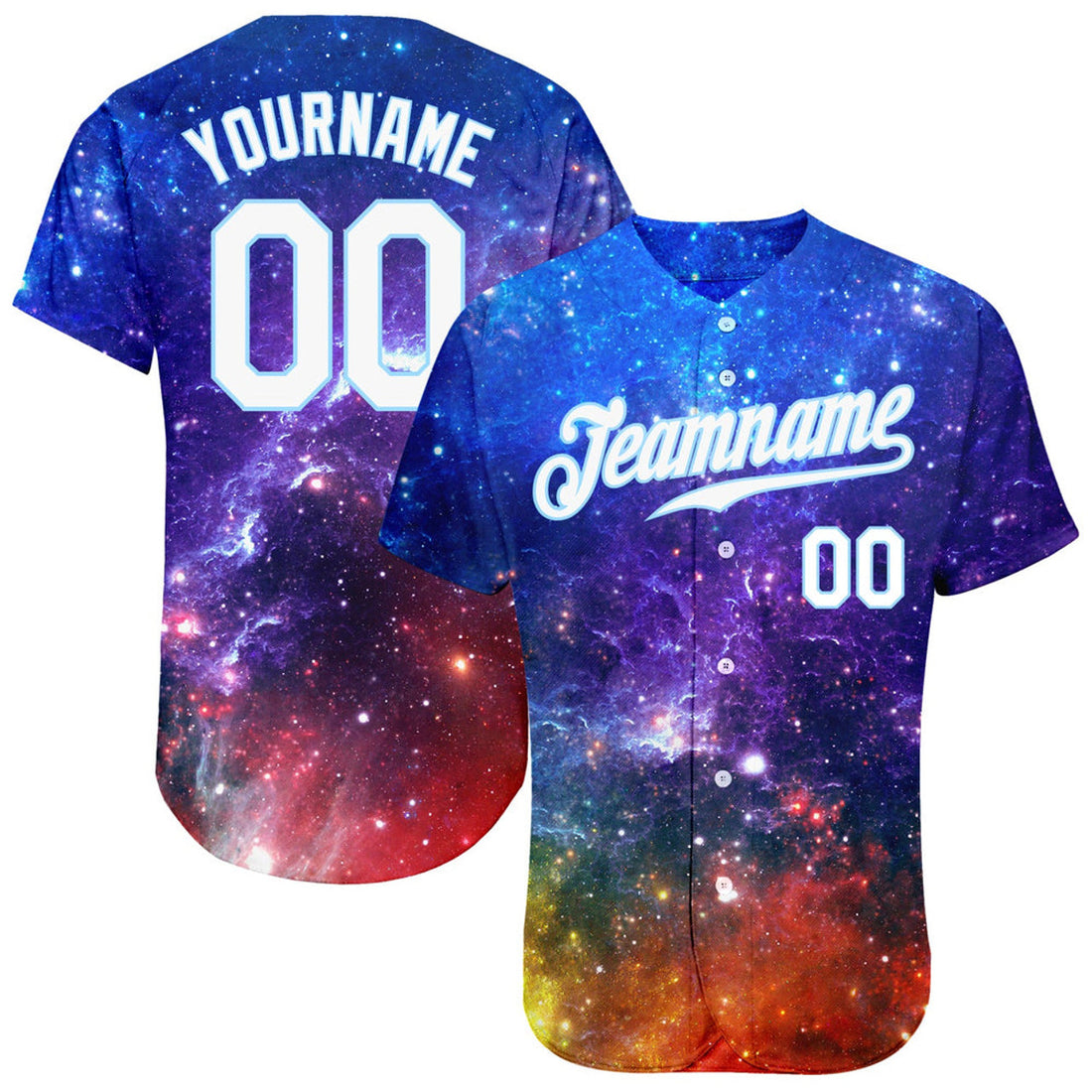 Custom Galactic White Light Blue 3D Baseball Jersey S-5XL