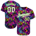 Custom Graffiti White Neon Green Baseball Jersey S-5XL