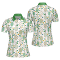 Green And Golden Tennis Pattern Short Sleeve Women Polo Shirt S-5XL