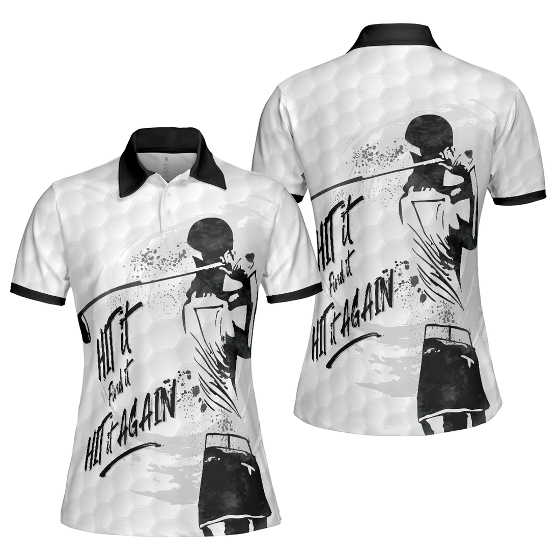 Black and White Short Sleeve Golf Shirt for Women's Polo Shirts S-5XL