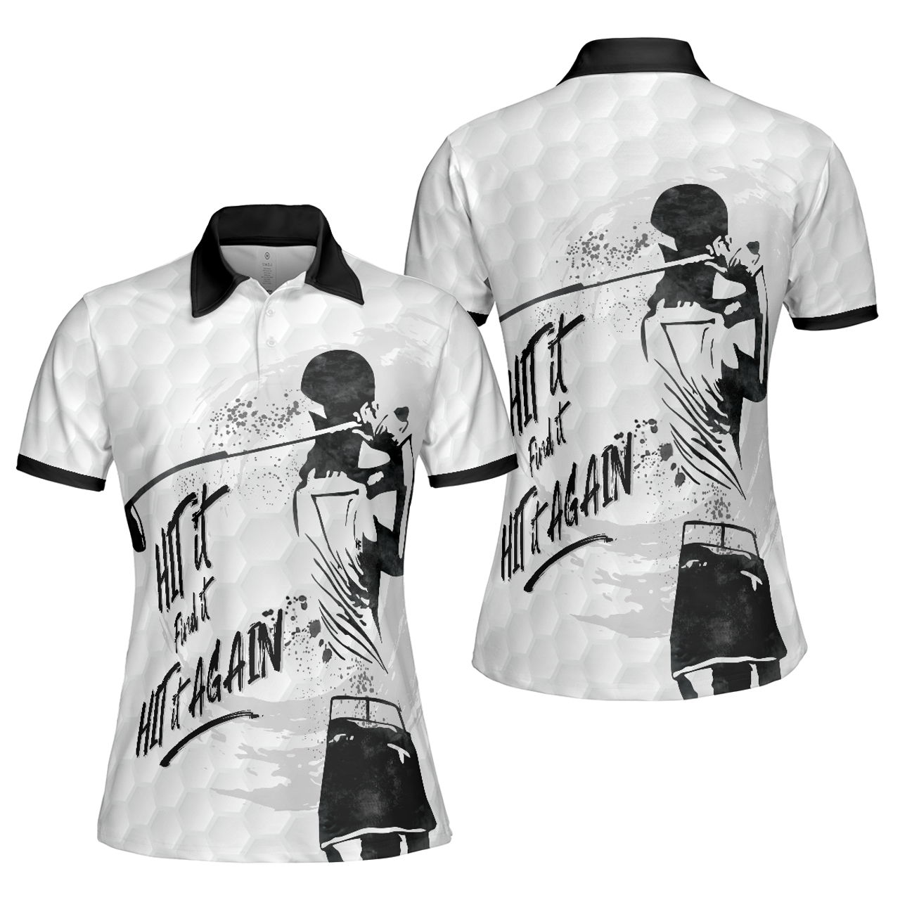 Black and White Short Sleeve Golf Shirt for Women's Polo Shirts S-5XL