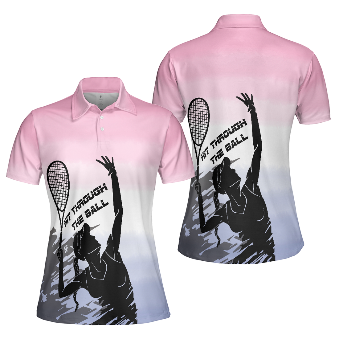 Hit Through The Tennis Ball Dip-dyed Short Sleeve Women Polo Shirt S-5XL