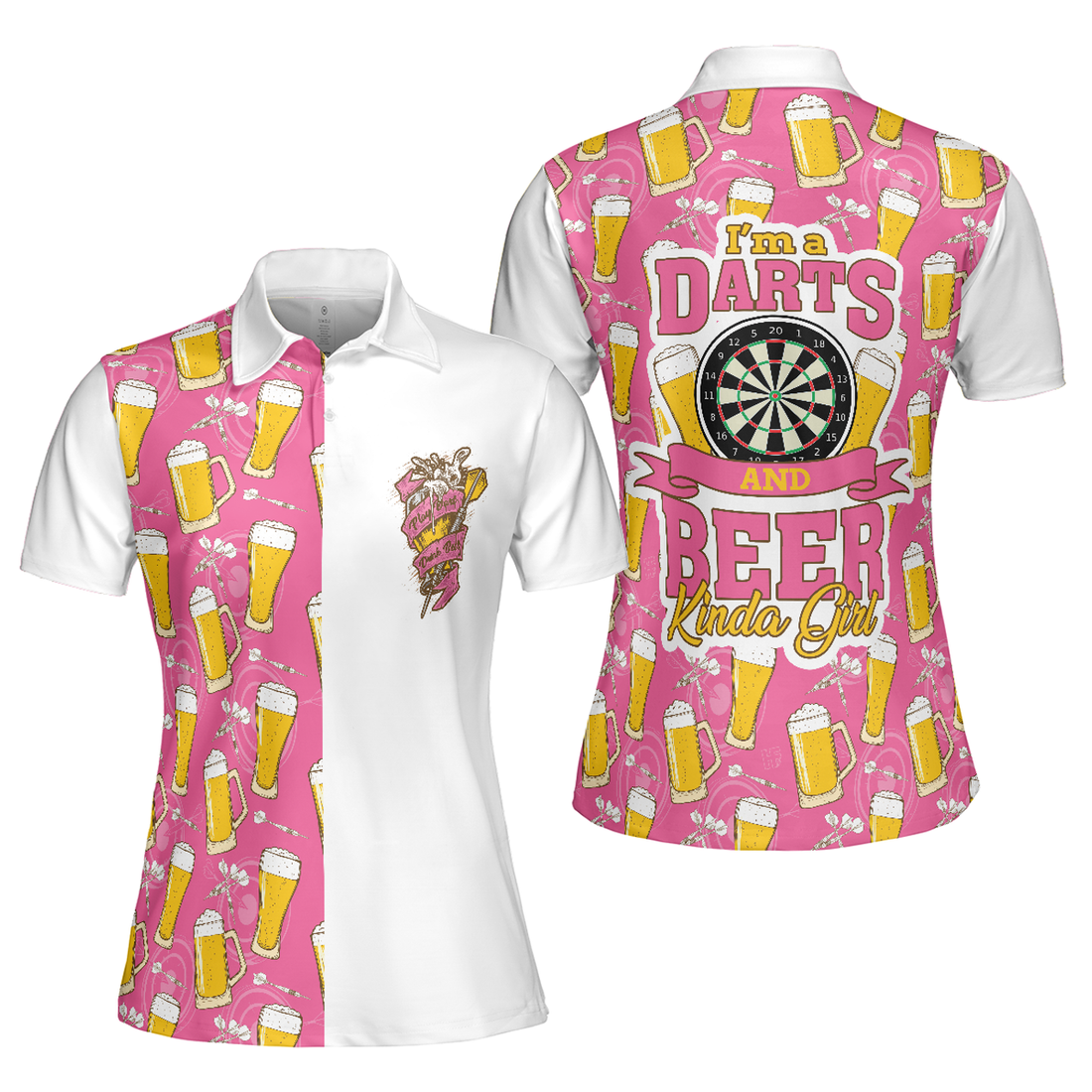 I'm A Darts And Beer Kinda Girl Short Sleeve Funny Women's Polo Shirts S-5XL