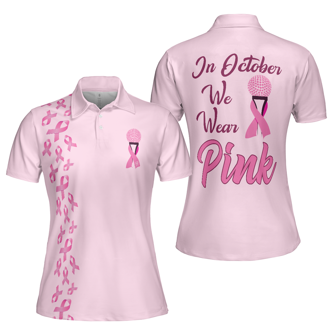 In October We Wear Pink Short Sleeve Women's Polo Shirts S-5XL