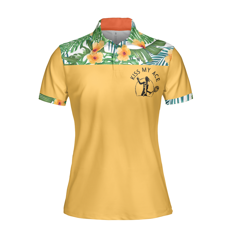 Kiss My Ace Floral Tennis Shirt For Women Short Sleeve Women Polo Shirt S-5XL