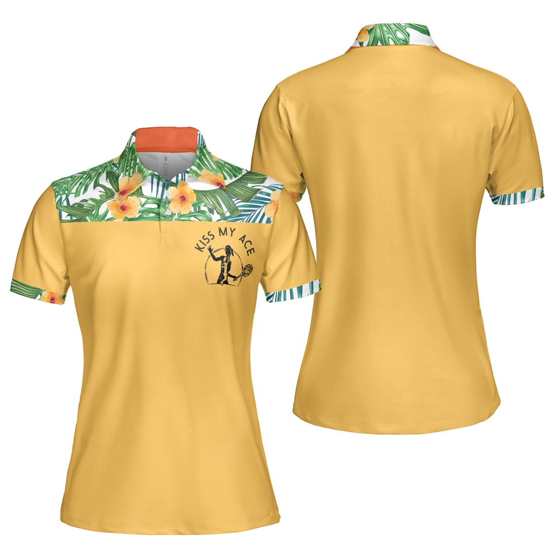 Kiss My Ace Floral Tennis Shirt For Women Short Sleeve Women Polo Shirt S-5XL