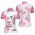 Ladies Argyle Sleeve Proof That Can Drive White Pink Golf Women's Polo Shirts S-5XL