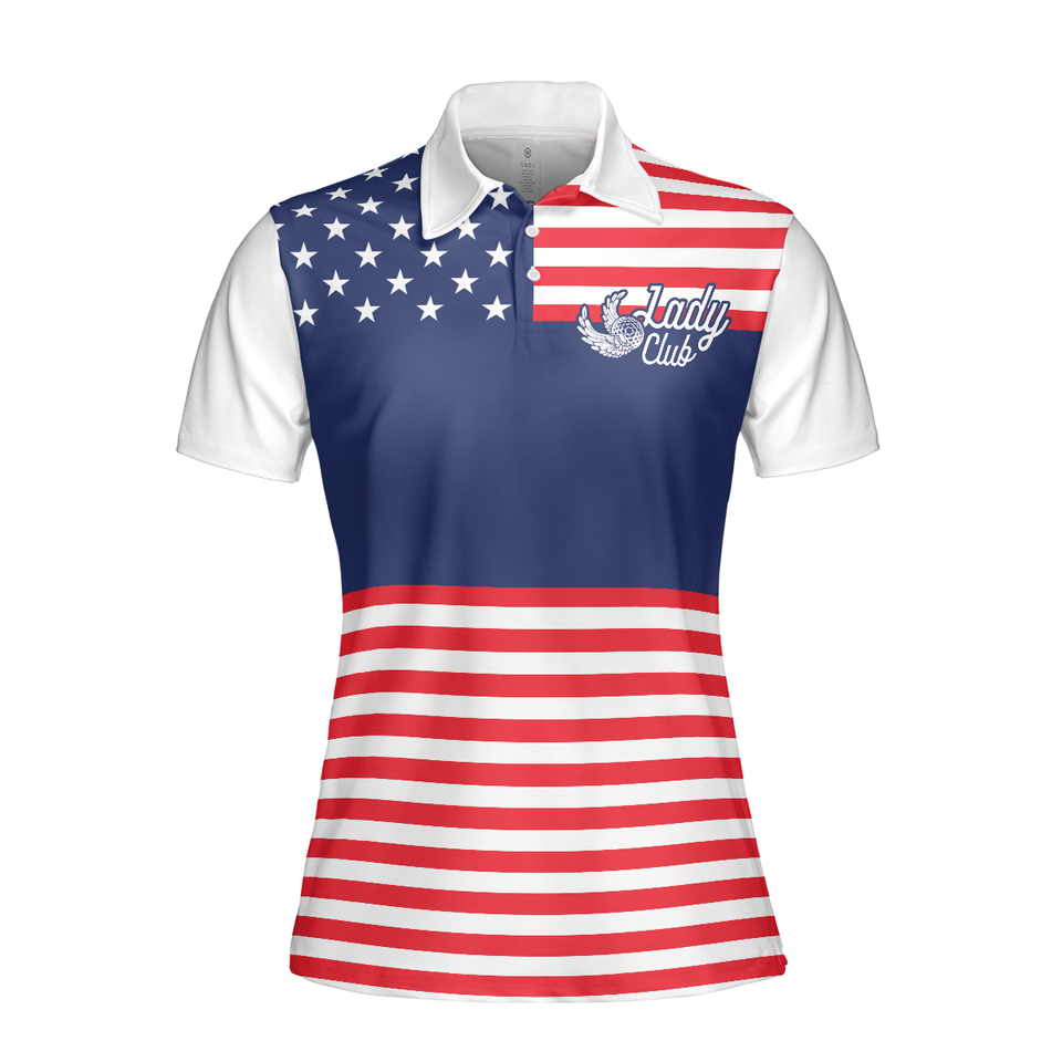 Lady Squad America Flag Golf Shirt Short Sleeve Women's Polo Shirts S-5XL
