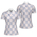 Little Flowers Blue Pink Plaid Golf Short Sleeve Women's Polo Shirts S-5XL