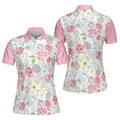 Lovely Pink Floral Tennis Pattern Short Sleeve Women's Polo Shirts S-5XL