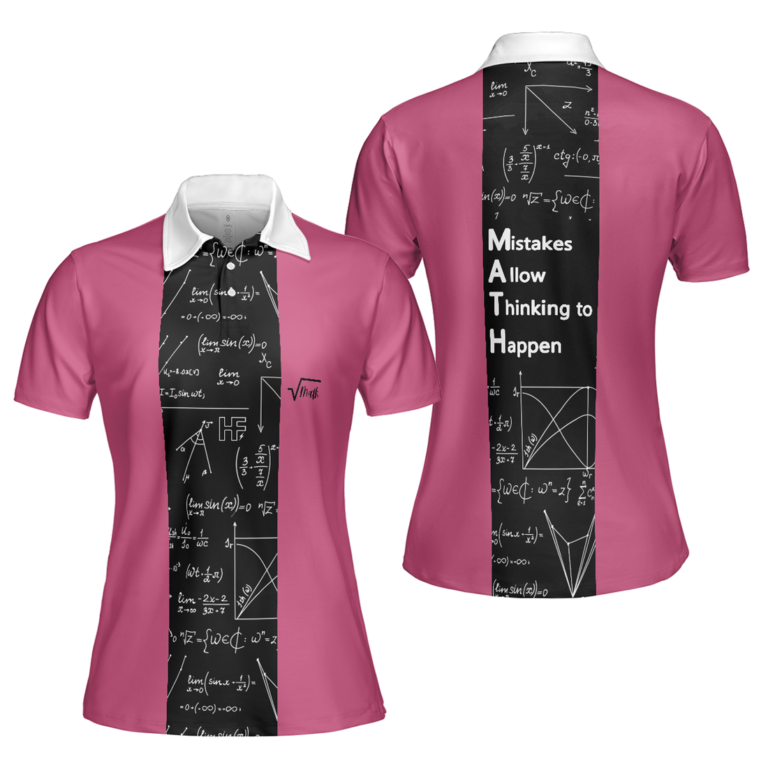 Funny Teacher For Math Mistakes Allow Thinking To Happen Women's Polo Shirts S-5XL