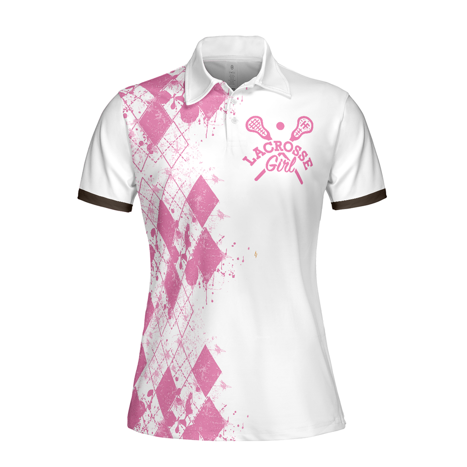 I Beat People With A Stick Lacrosse Shirt White And Pink Golf Women's Polo Shirts S-5XL