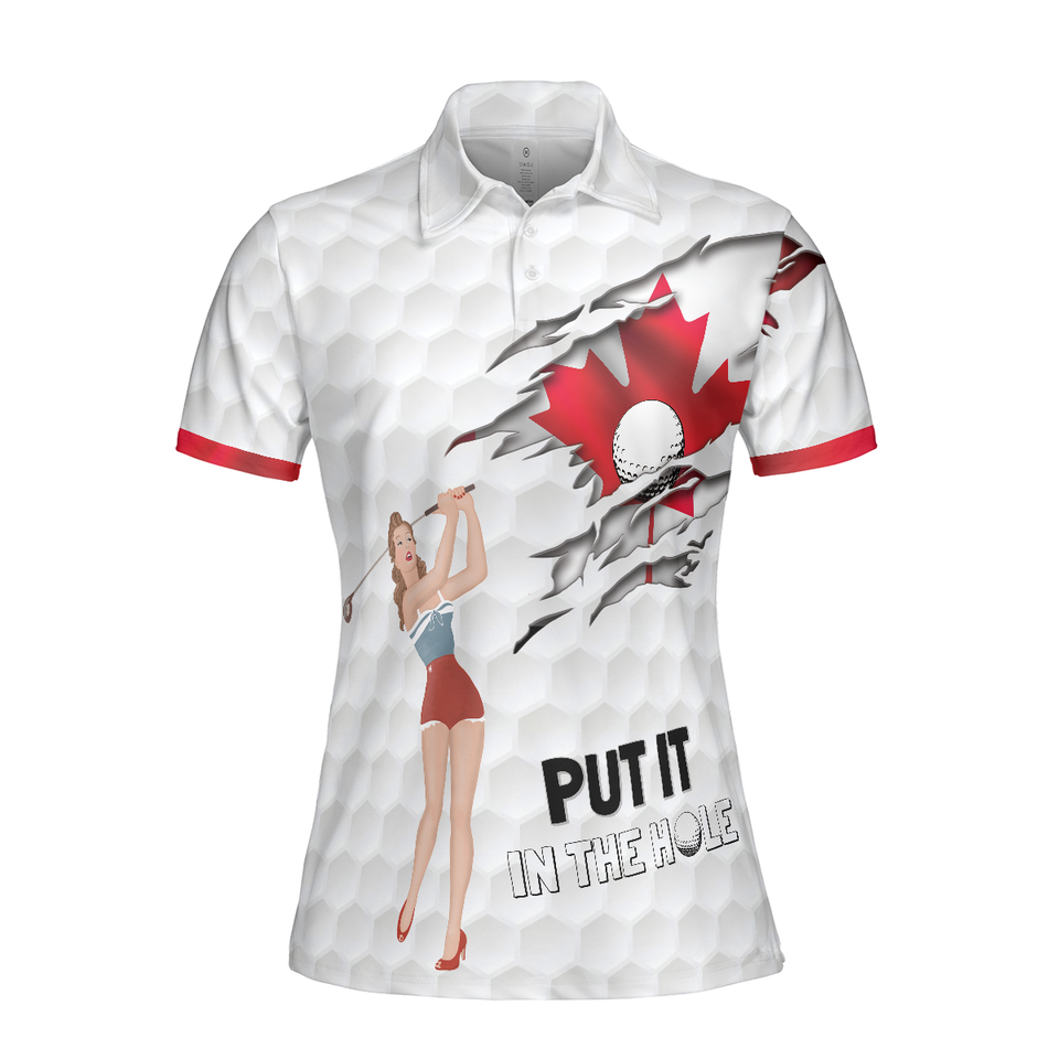 Canadian Flag Pin Up Girl Golf Shirt for Ladies Women's Polo Shirts S-5XL