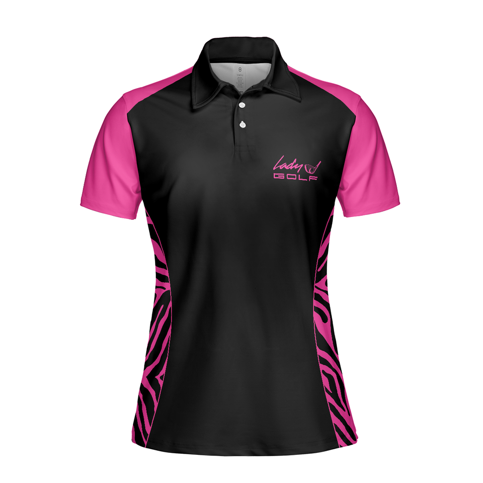 Dark Pink Zebra Golf with Thinning Layout Women's Polo Shirts S-5XL