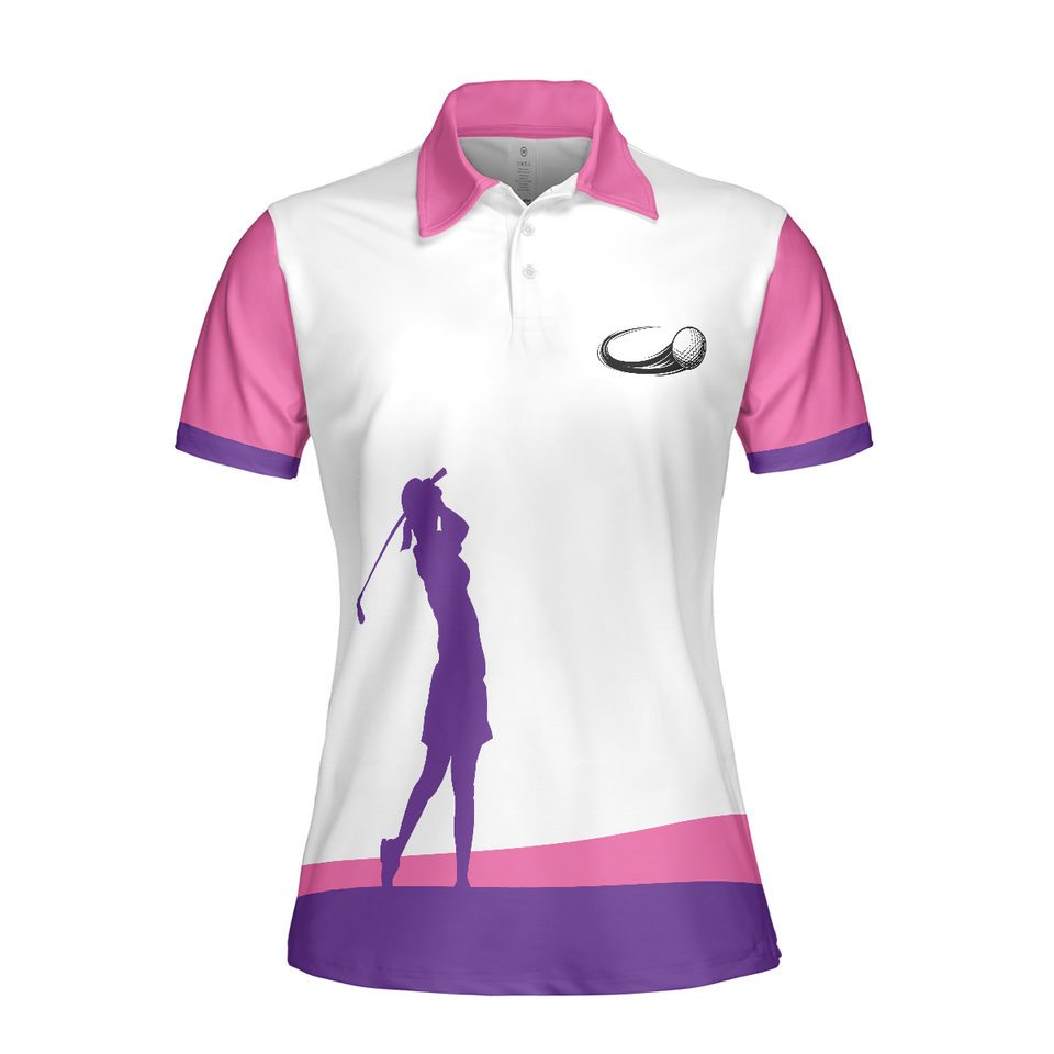 Swing Swear Look For Ball Repeat Golf Polo Shirt White Pink Women Polo Shirt S-5XL