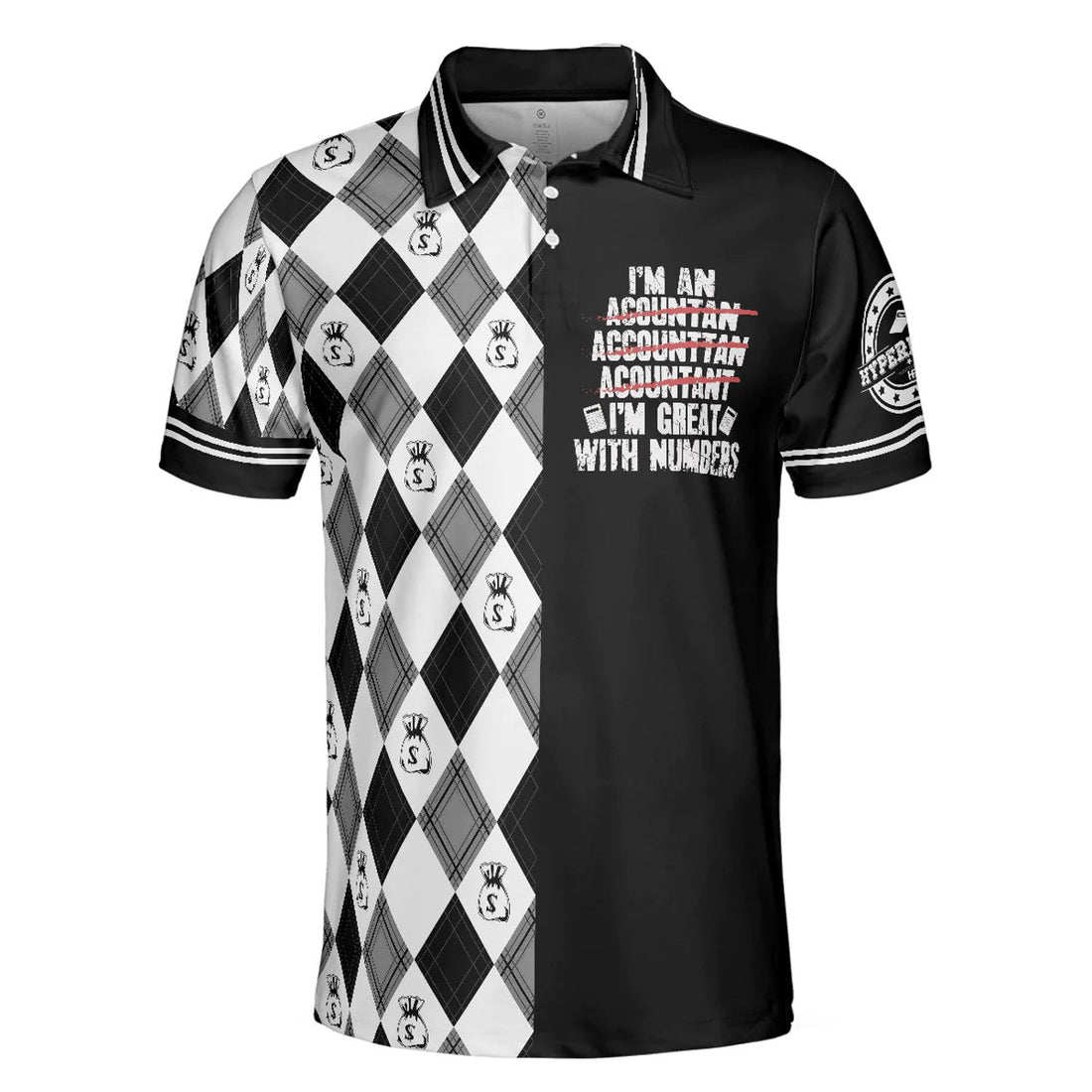 Argyle Pattern I'm an Accountant Great With Numbers Men's Polo Shirt