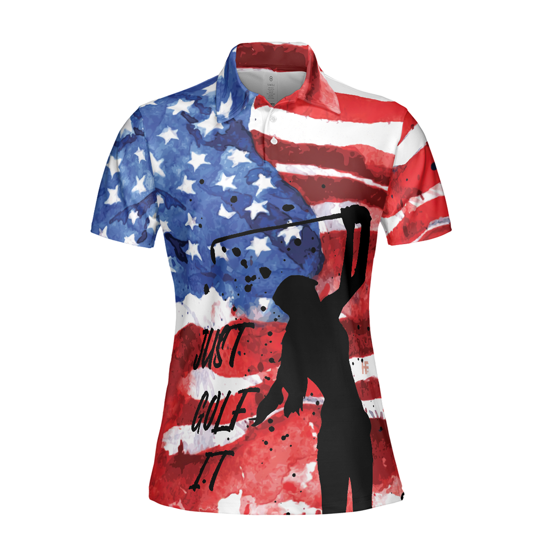 American Golfer Just Golf It Wet Paint American Flag Women's Polo Shirts S-5XL