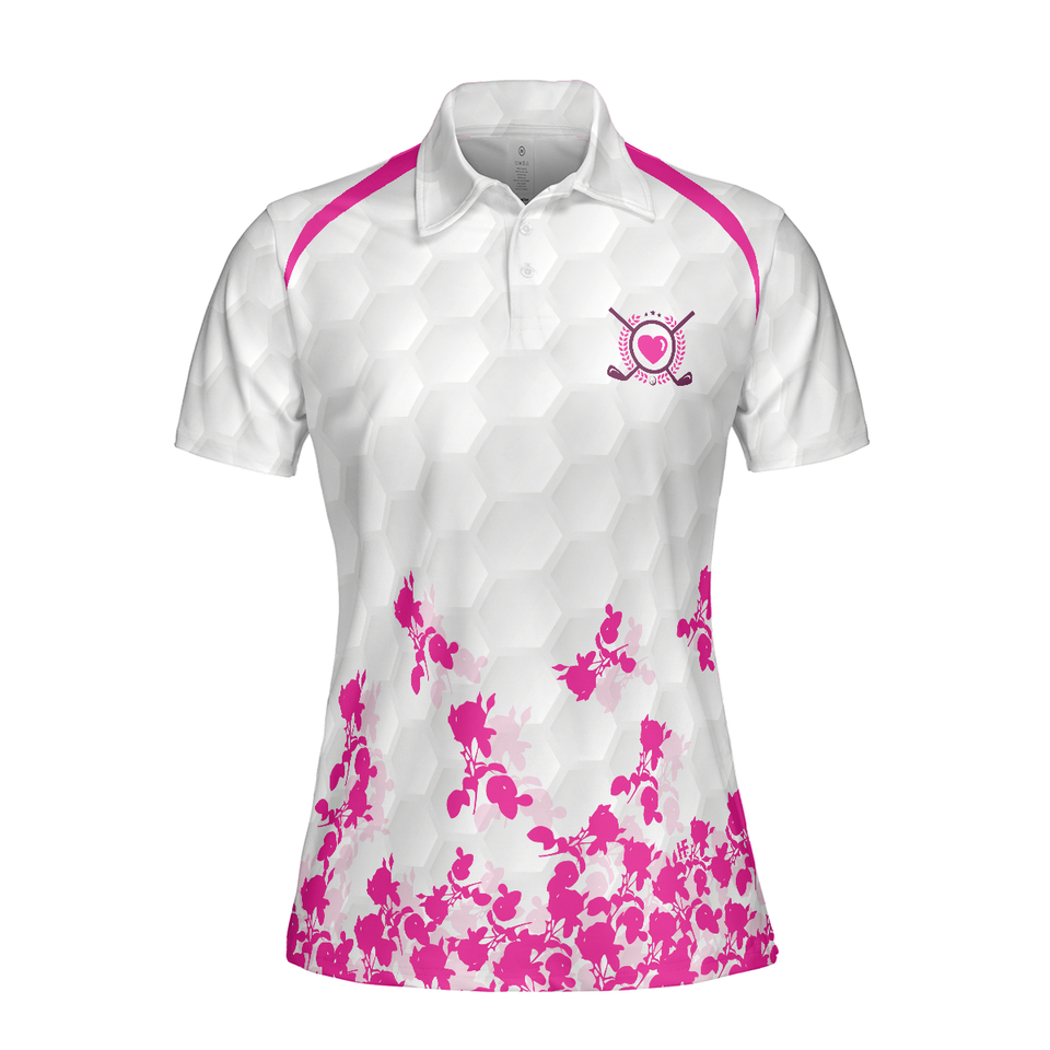 Funny Pink Rose Golf Shirt Gift For Women Who Golf Women's Polo Shirts S-5XL