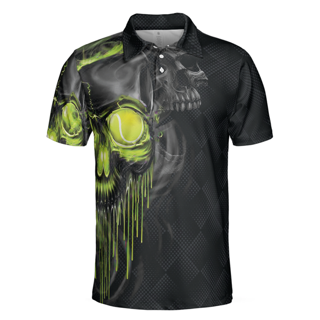Scary Skull Tennis Graphic All Over Printed Men's Polo Shirt S-5XL