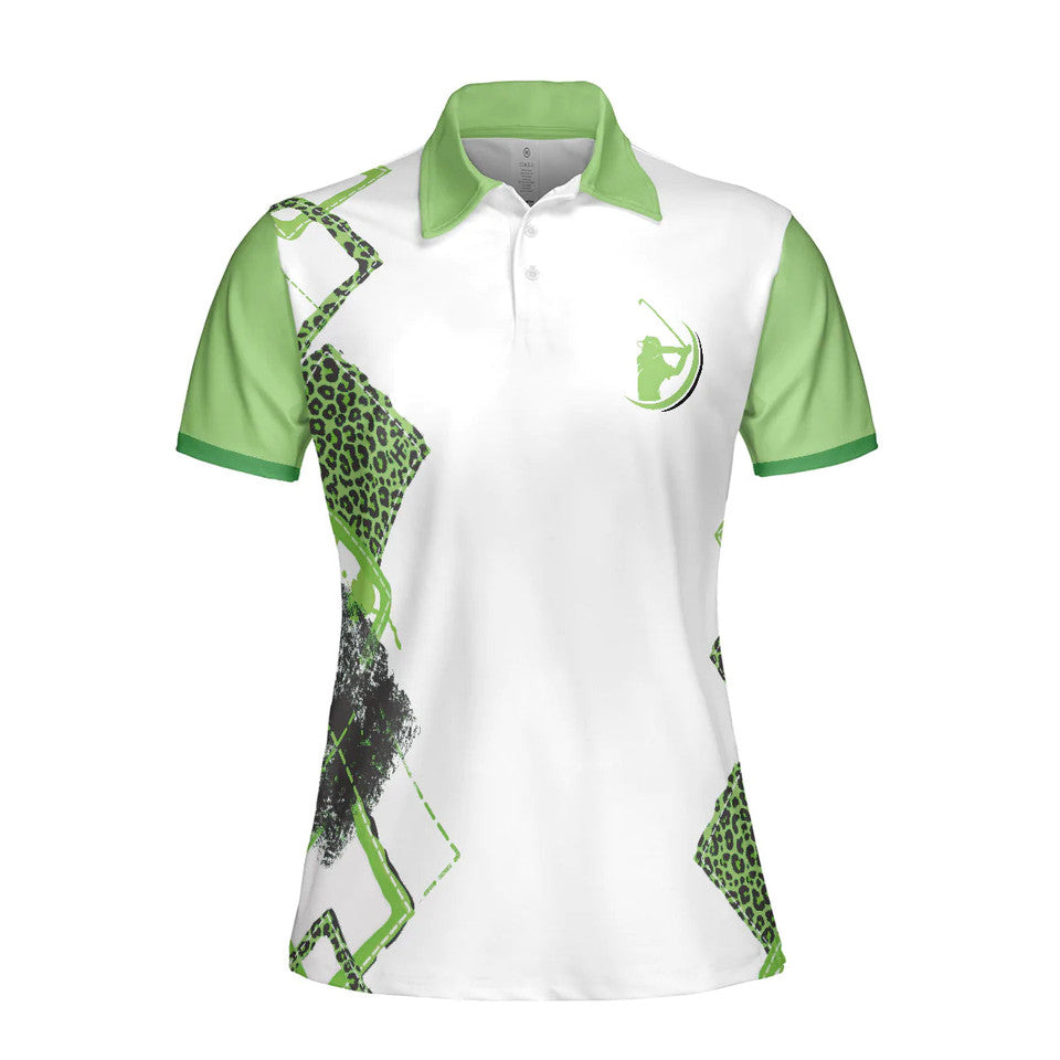 Leopard Green Argyle Pattern Swearing Best Golf Ladies Women's Polo Shirts S-5XL