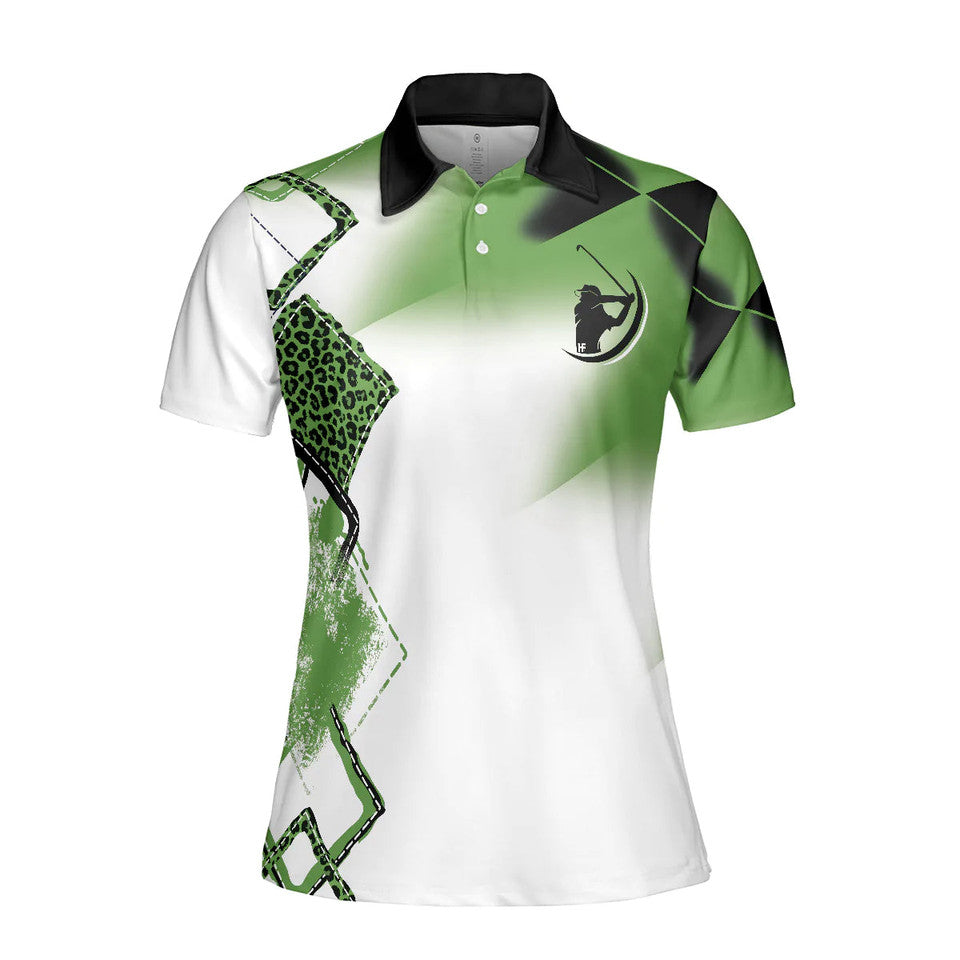 Funny Leopard Green Golf Gift for Golfers Best for Ladies Women's Polo Shirts S-5XL