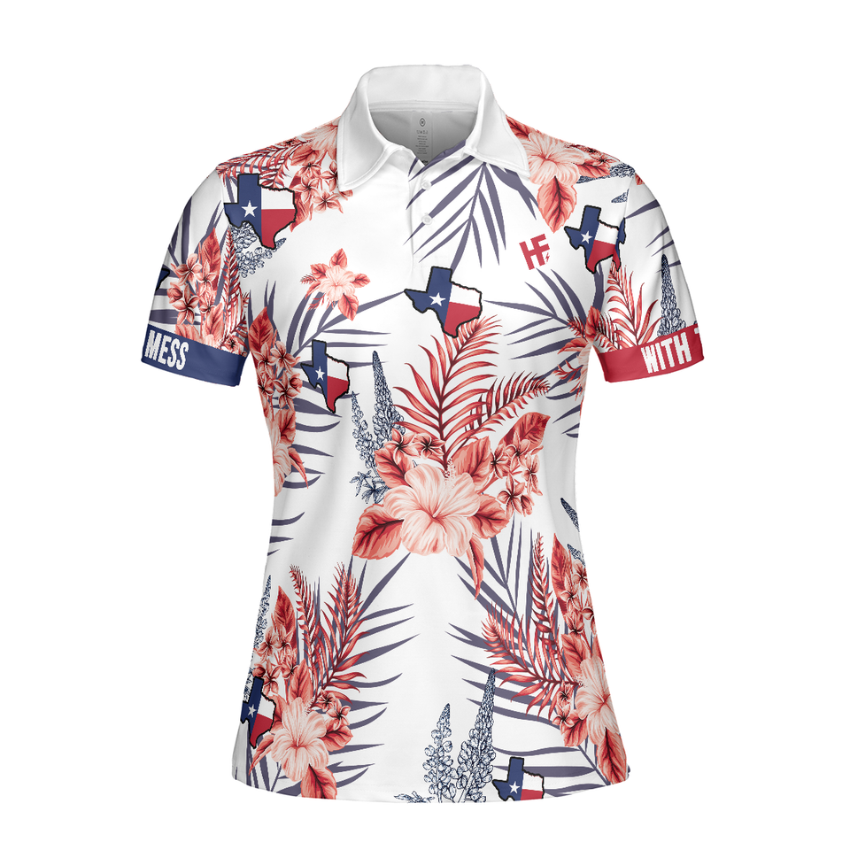 Texas Proud Bluebonnet Golf National Pride Short Sleeve Women Polo Shirt S-5XL