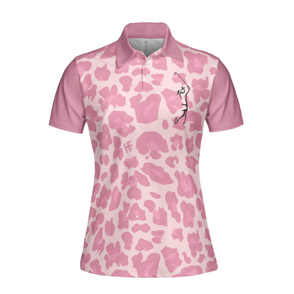 Golf Short Sleeve Pink Leopard Shirt Sayings Golfers Women's Polo Shirts S-5XL