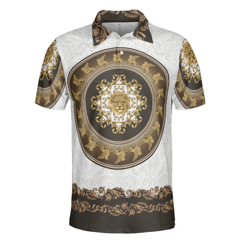 Luxury Baroque Lion of Saint Mark Vintage Style Men's Polo Shirt S-5XL