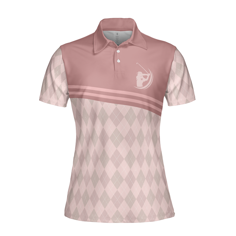 Pink Argyle Pattern Golf Shirt Wine Golf Girl Women Polo Shirt S-5XL
