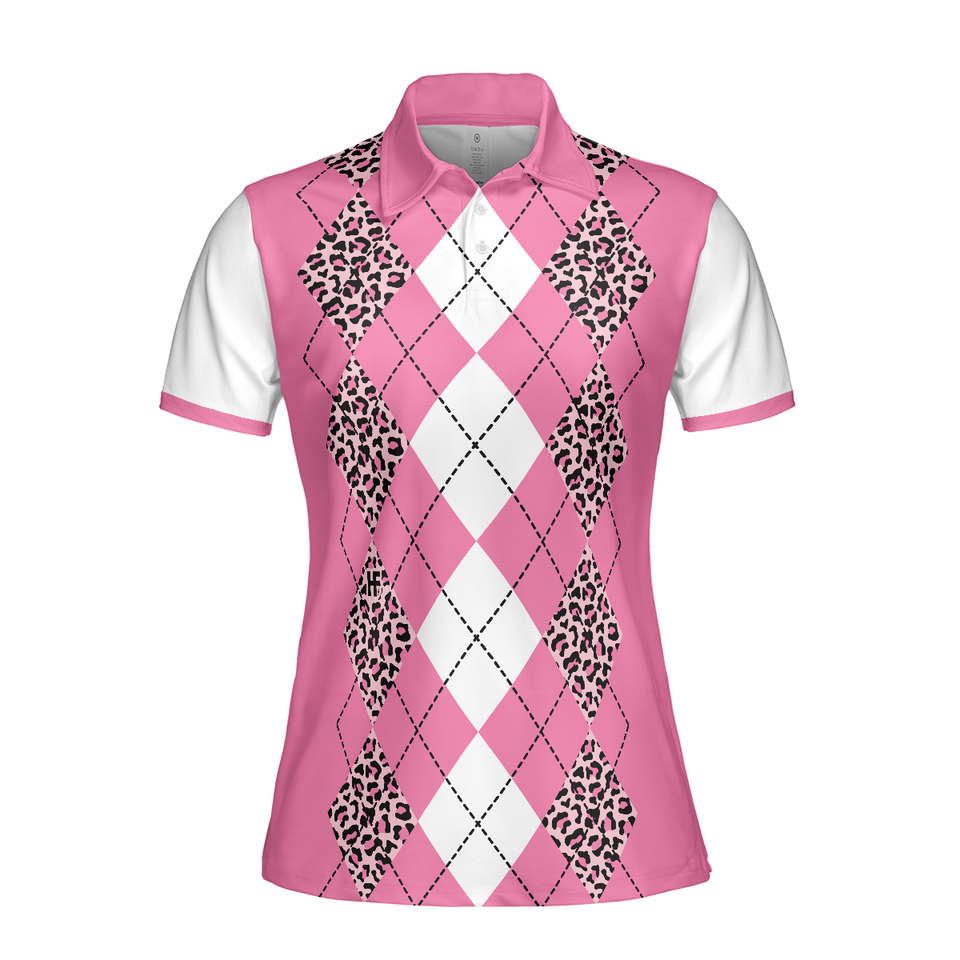 White and Pink Argyle Golf Are Staring at My Putt Again Women's Polo Shirts S-5XL