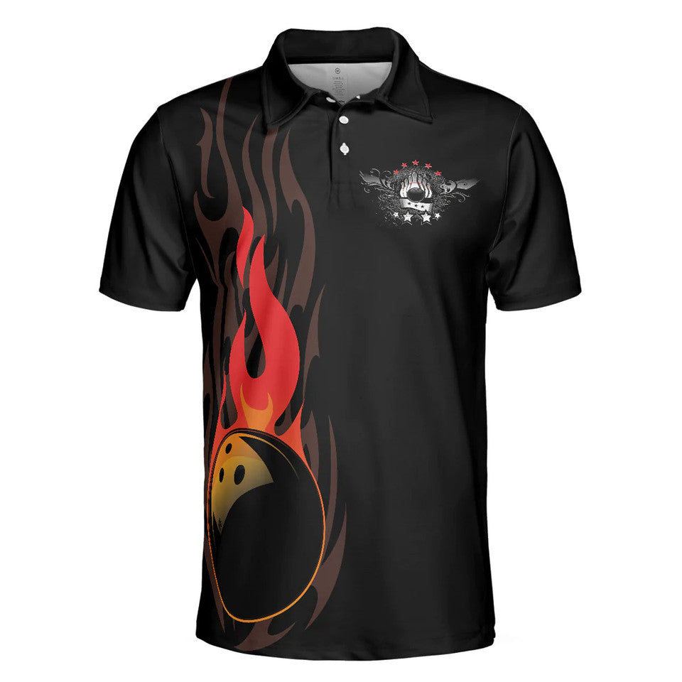 Life Is Like Bowling Keep Your Eyes On The Balls Flame Men's Polo Shirt S-5XL