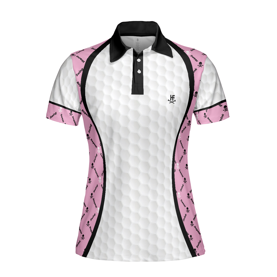 Golf Swing Swear Repeat Argyle Pattern Golf Shirt Women Polo Shirt S-5XL