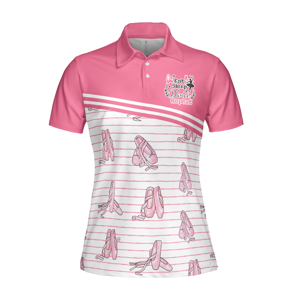 Ballerina Short Sleeve Pink Ballet Design Gift for Dancer Women's Polo Shirts S-5XL