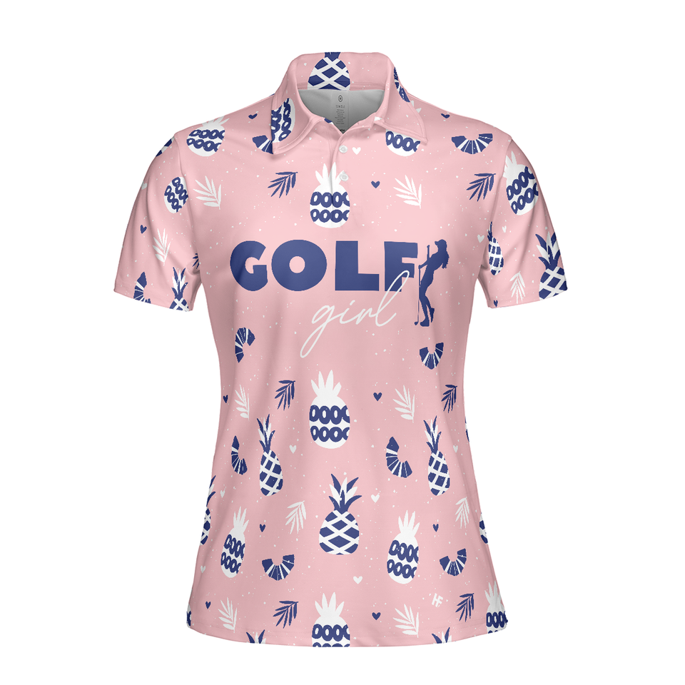 Golf Girl Summer Pattern Pink Short Golf For Ladies Women's Polo Shirts S-5XL