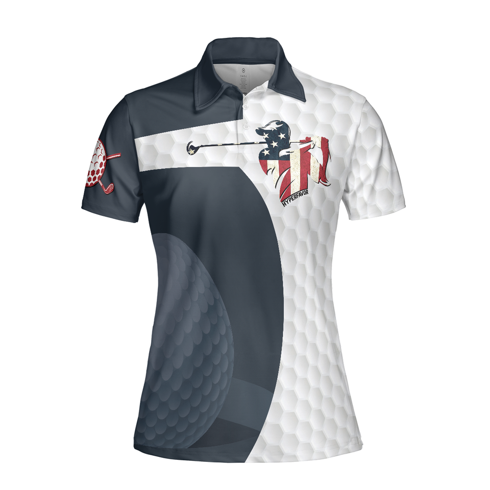 Golf Swing American Flag Shirt Golf Ball Texture Women Polo Shirt S-5XL