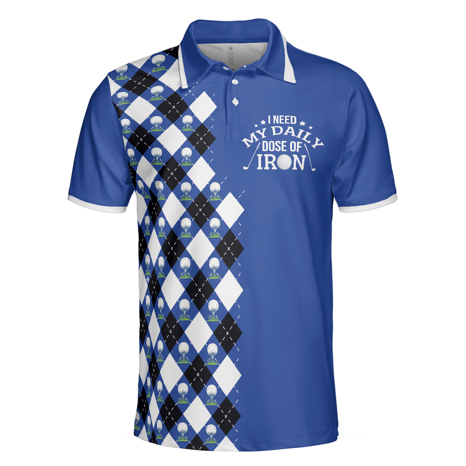 Golf Men Daily Dose Of Iron Argyle Pattern Best Shirt Men's Polo Shirt S-5XL
