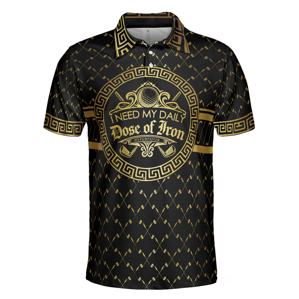Luxury Greek Golf Shirt Black Daily Dose Men's Polo Shirt S-5XL