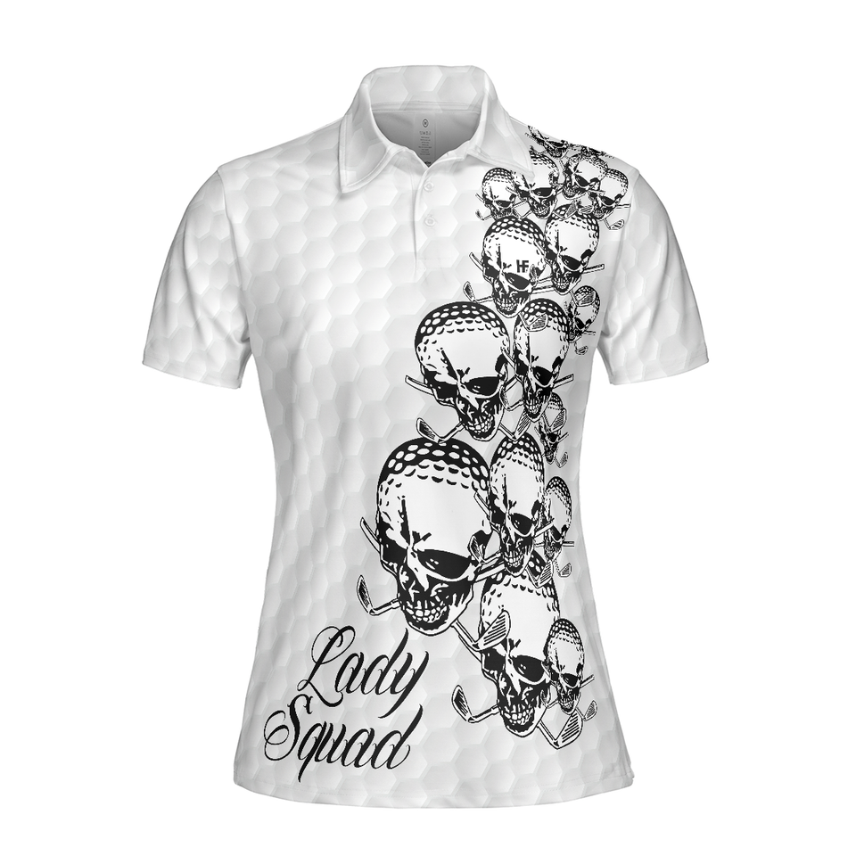 Golf Ball Texture Skull For Ladies Black And White Women's Polo Shirts S-5XL