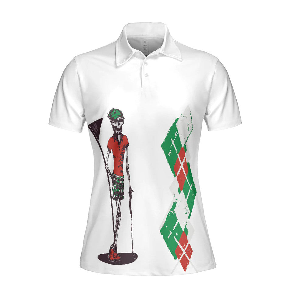 Red Green Argyle Pattern Skeleton Golf Gift For Golfers Women's Polo Shirts S-5XL