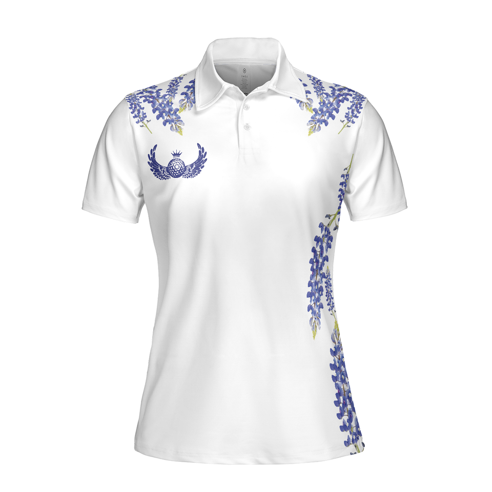 Elegant Bluebonnet Flower Texas Golf Ladies White Women's Polo Shirts S-5XL