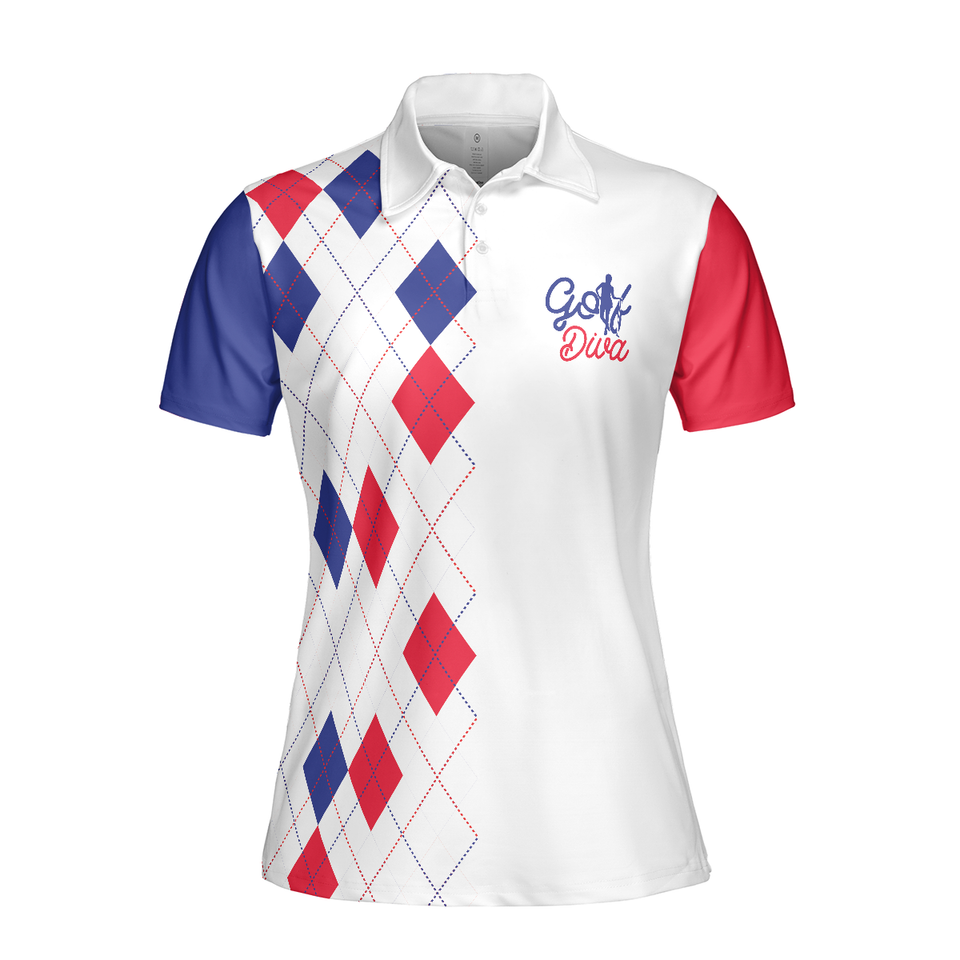 Golf Diva Argyle Pattern Cool Golf Shirt Women Polo Shirt S-5XL