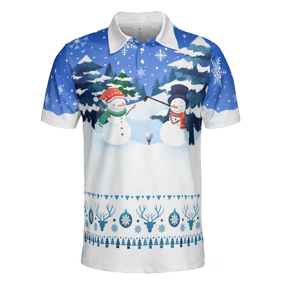 Christmas Golf Polo Shirt Funny Snowman Dry Fit Gift For Men S-5XL